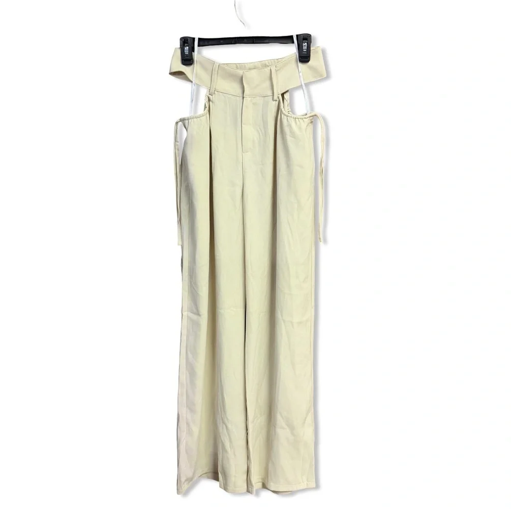 Superdown Benny pants cut out Cream Wide-Leg trousers Revolve NWT M - Picture 6 of 9
